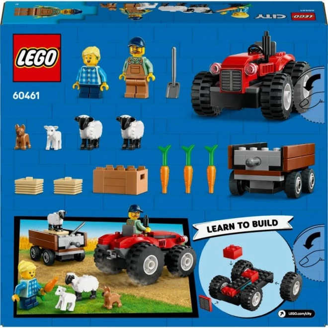 Tractor Roșu LEGO cu remorcă și oi
