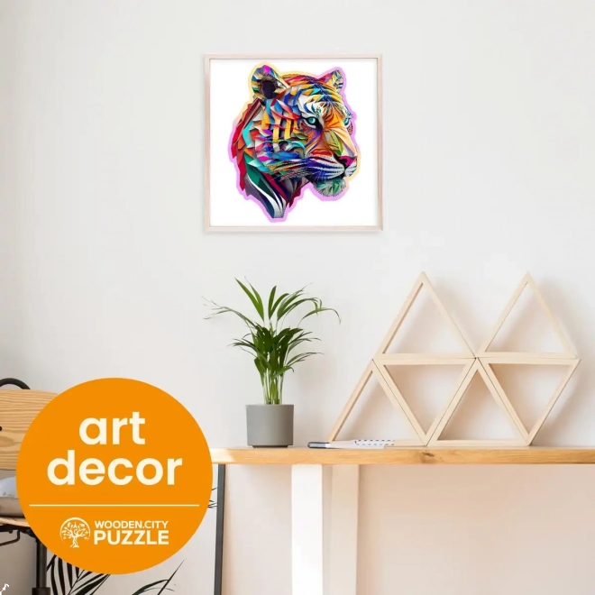 Puzzle din lemn cu model de tigru colorat