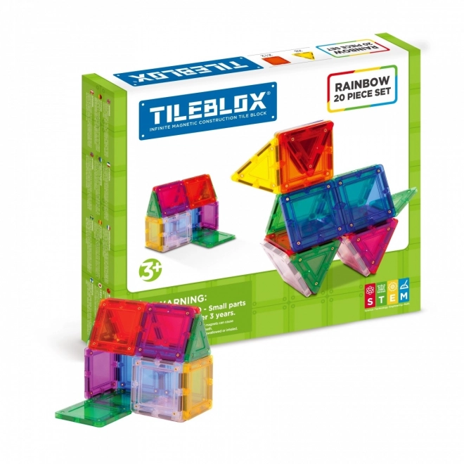 Klocki magnetice TileBlox set curcubeu 20 piese