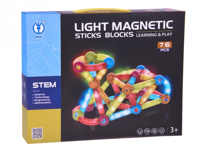 Klocki magnetice 3D cu LED-uri colorate pentru copii