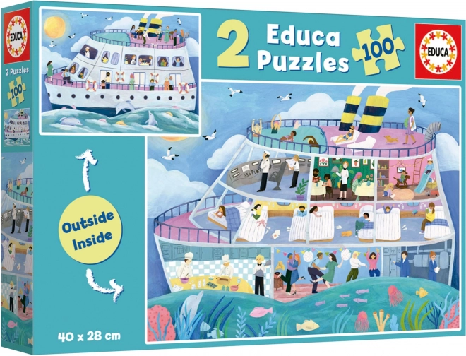 Puzzle Educa Barcă de croazieră, 2x100 piese