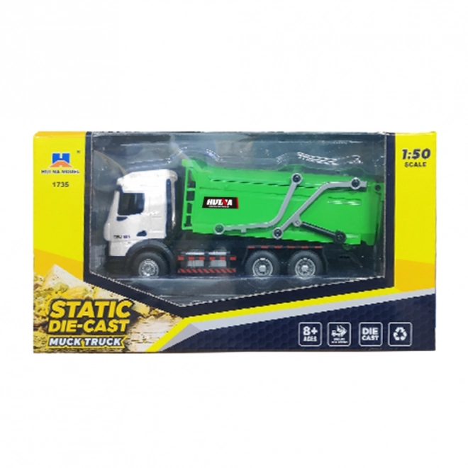 Camion de gunoi metalic Huina verde mobil 1:50