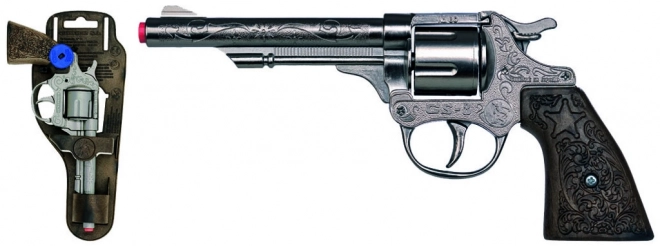 Revolver cowboy argintiu, metalic - 8 focuri