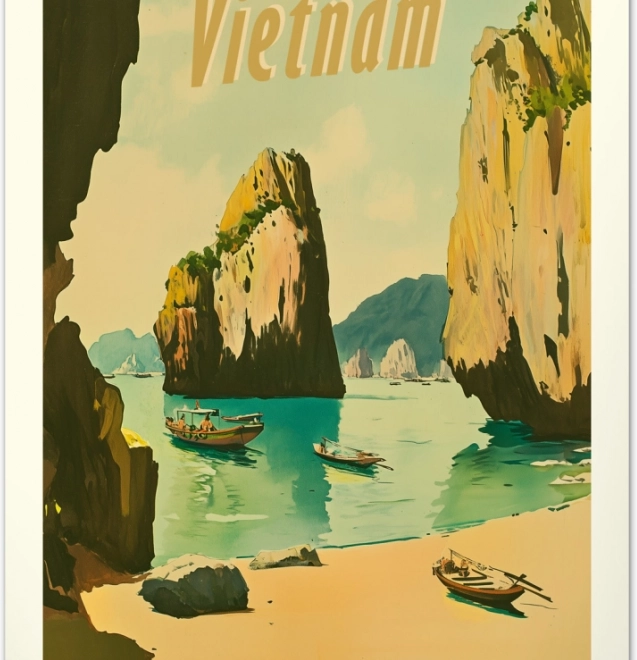 Calendar de perete Afișe vintage Paradisuri tropicale 2026