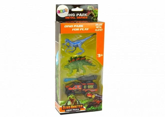 Set figurine dinozauri cu mașină și rachetă