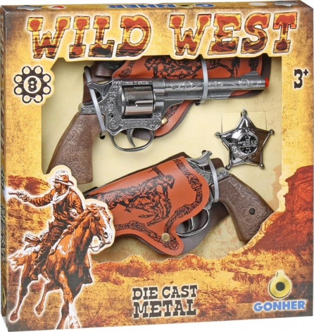 Set cowboy cu două revolvere Gonher