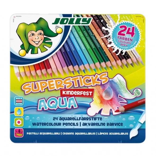 Kredă colorată Supersticks Aqua 24 culori în cutie metalică