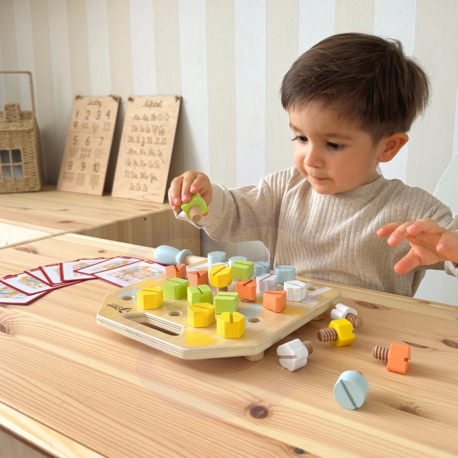 Placă de manipulare din lemn, puzzle logic Classic World