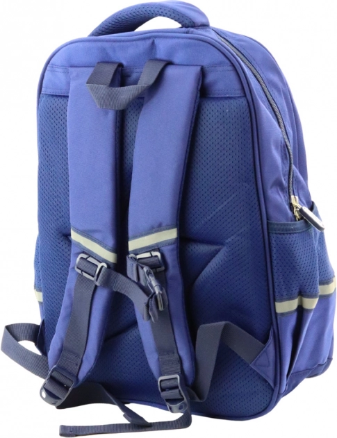 Rucsac școlar cu patch și curea de piept albastru 20L