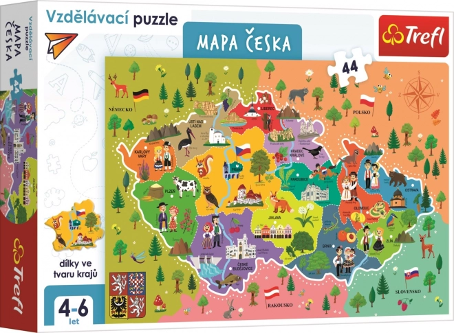 Puzzle educativ hartă Republica Cehia 44 piese