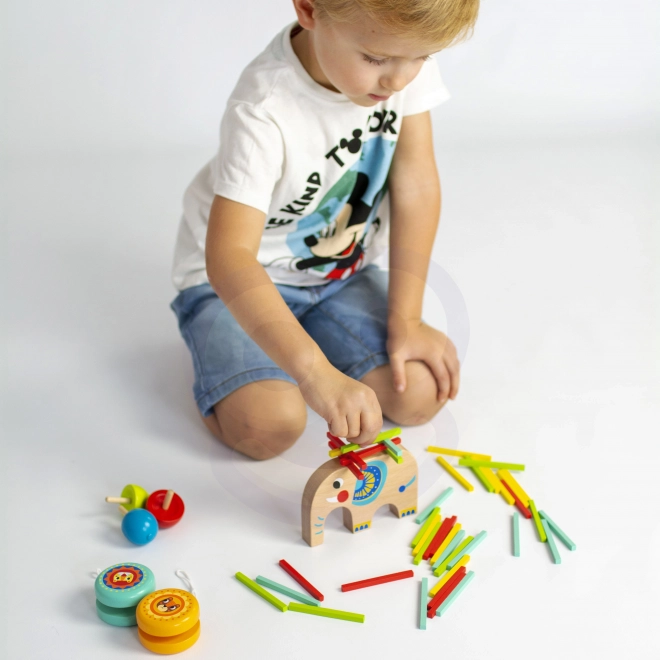 Set de jocuri de îndemânare Tooky Toy cu elefant și 46 de piese