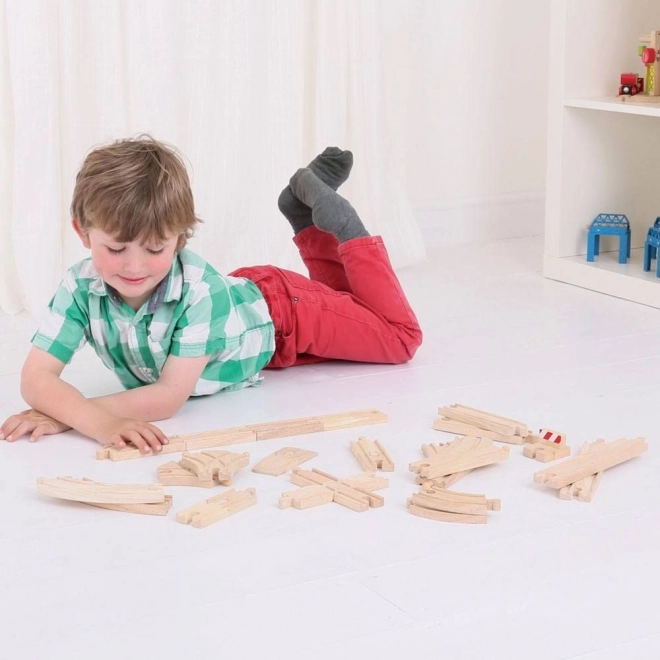 Set Bigjigs Rail Piese De Șine Din Lemn 25 De Piese