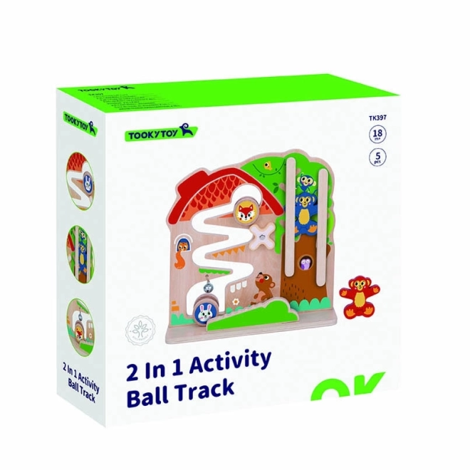 Tablă Montessori din lemn cu labirint Tooky Toy