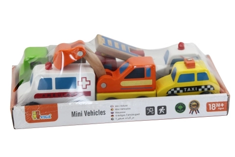 Set 6 mașinuțe din lemn