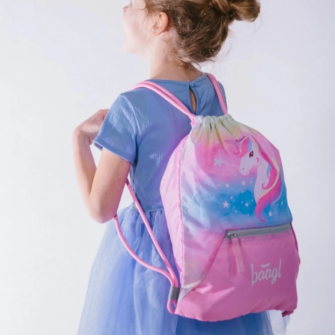 Baagl set Zippy Plus Rainbow Unicorn: ghiozdan, penar, saculet, sort, portofel