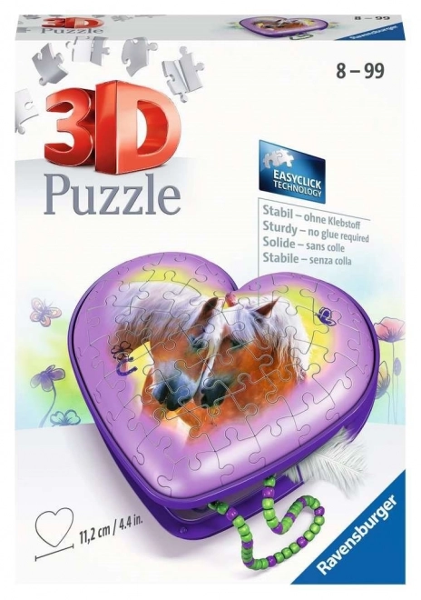 Puzzle 3D inimă cu design cai de la Ravensburger