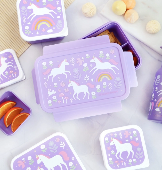 O cutie de gustări a companiei Little Lovely – Unicorni și curcubee