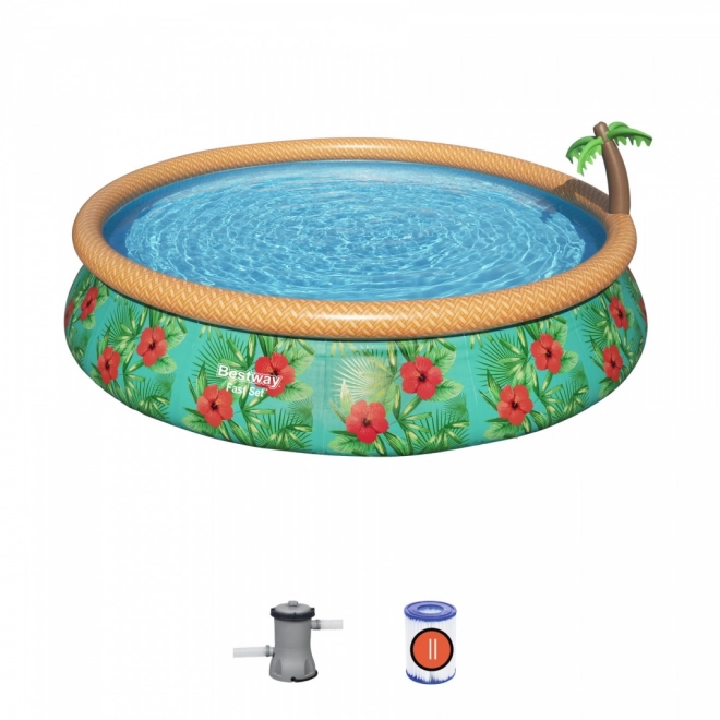 Piscină gonflabilă cu stropitor tropical Bestway 457 x 84 cm