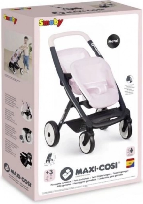 Cărucior sport pentru păpuși gemene Maxi Cosi roz pal