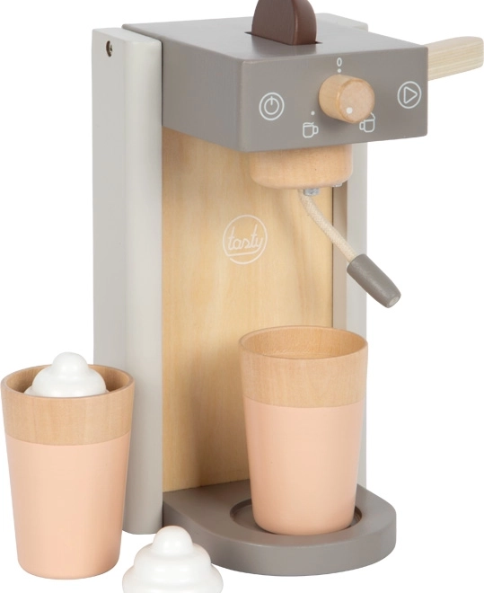Mașină de cafea Small Foot Tasty gri din lemn cu accesorii