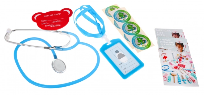 Set medical din lemn pentru copii 3+ cu 30 de accesorii și cărți educative incluse