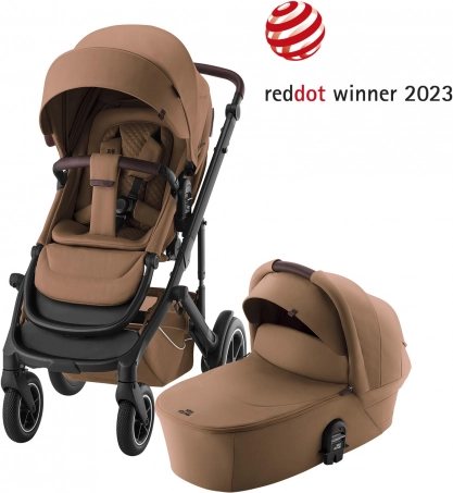 Cărucior pentru copii Smile 5Z Lux cu landou în culoarea Caramel Cald