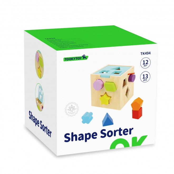 Jucărie lemn TOOKY TOY - Cub Sortator de Forme și Culori
