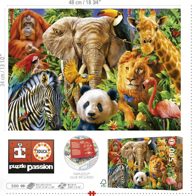 Puzzle colaj animale sălbatice 500 bucăți Educa