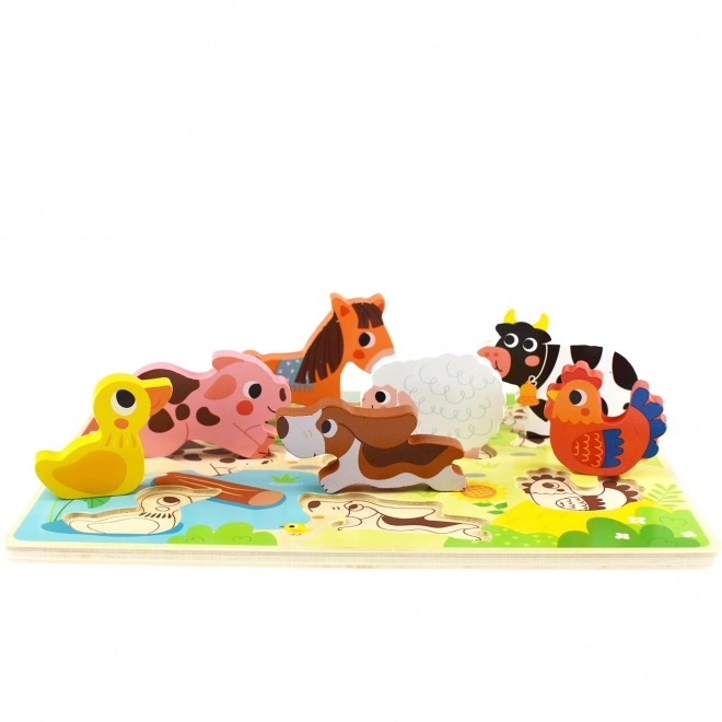 Puzzle montessori de încastrat din lemn – fermă TOOKY TOY