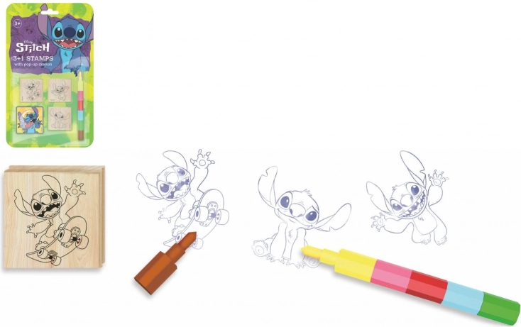Ștampile cu pernă, din lemn, 4,5 × 4,5 cm, cu creion cerat LILO & STITCH