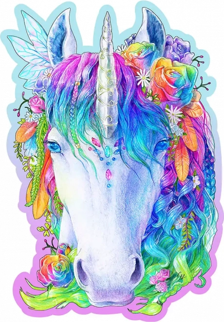 Puzzle din lemn unicorn stilat