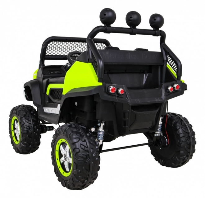 Mercedes Benz Unimog pentru copii Verde + tracțiune 4x4 + telecomandă + spațiu pentru bagaje + pornire lentă + MP3 LED