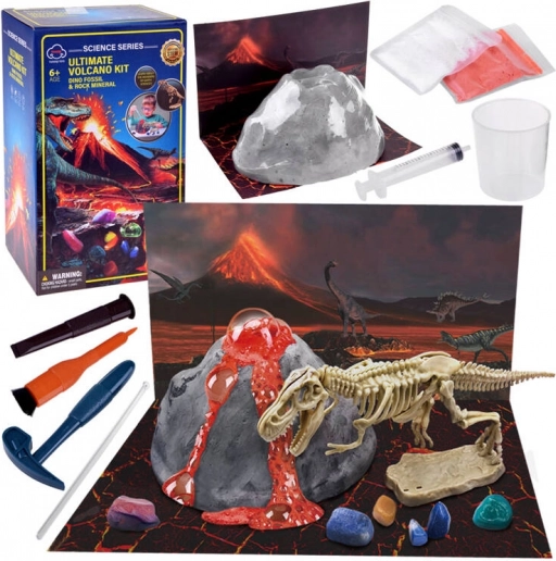 Set educațional vulcan și excavație dinozaur arheolog mic