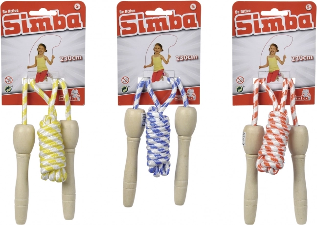 Coardă de sărit Simba Be Active cu mânere din lemn 230 cm