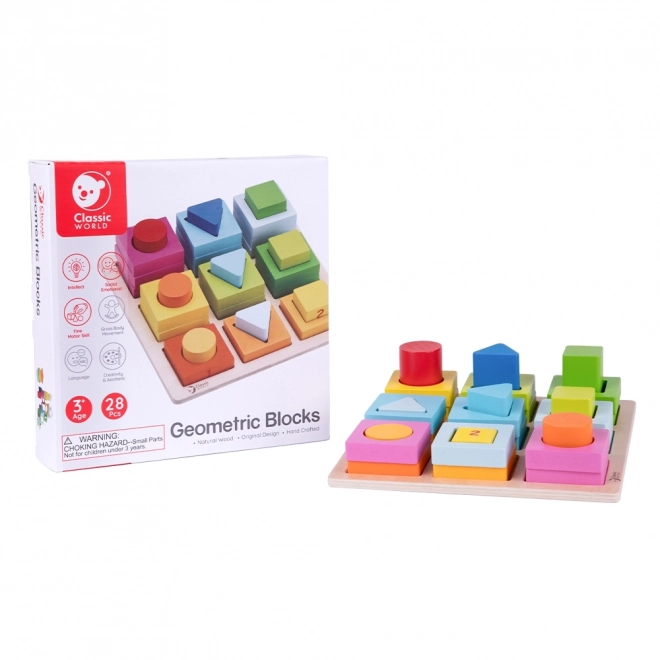 Joc educativ din lemn Montessori 5 în 1: Potrivire a formelor și numărare
