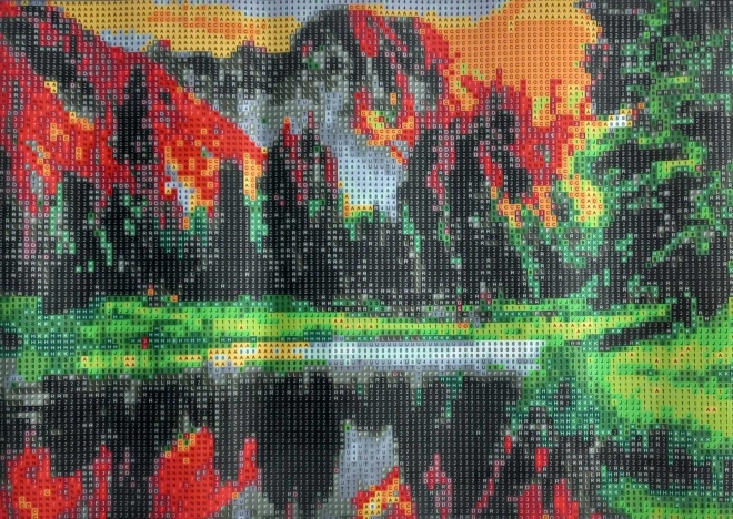 Pictură cu diamante asfințit pe lac 30x40cm