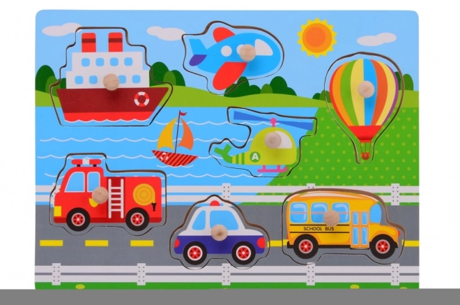 Puzzle din lemn cu mânere pentru copii