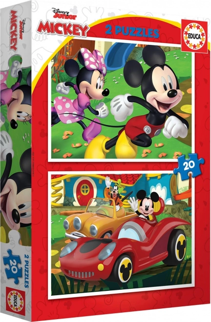 puzzle educa mickey mouse: parc de distracții 2x20 piese