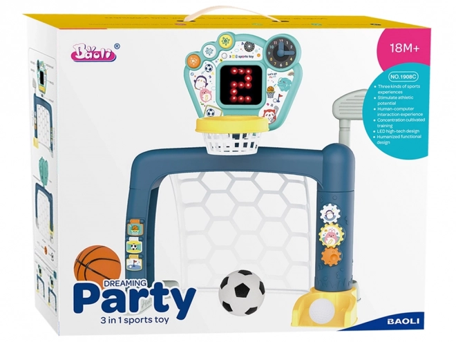 Set 3 în 1 Jocuri pentru Micuți Golf Baschet Fotbal