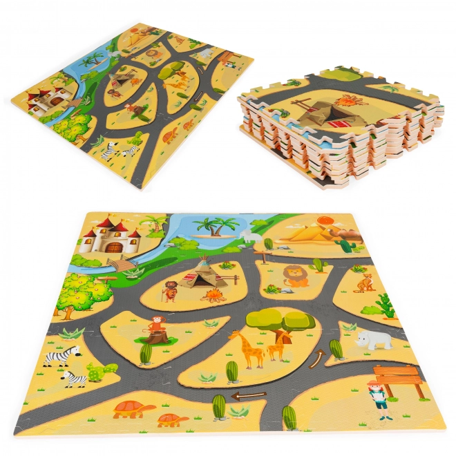 Saltea de spumă educativă puzzle Safari