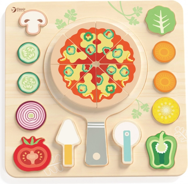 CLASSIC WORLD Pizza din lemn pentru feliere, puzzle 22 de piese