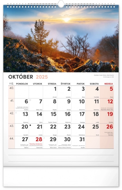 calendar de perete scene pitorești din slovacia 2025 cu calendar extra mare