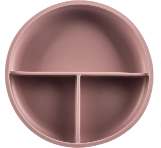 Farfurie din silicon compartimentată cu ventuză, Old Pink
