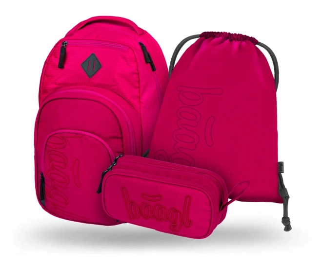 Set 3 piese Baagl Coolmate Ruby: rucsac, penar, saculet