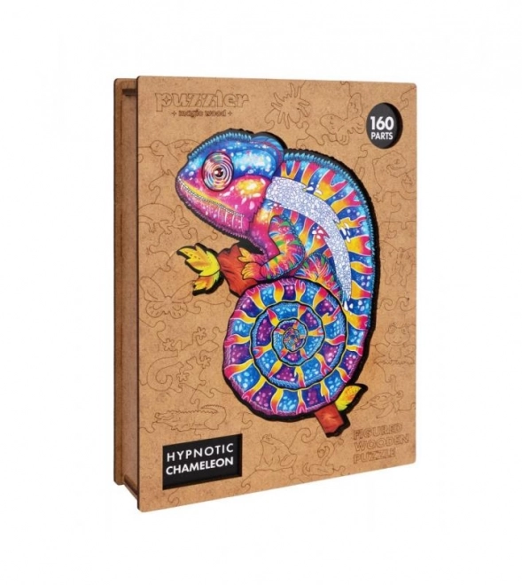 Puzzle de lemn colorat - Cameleon hipnotic