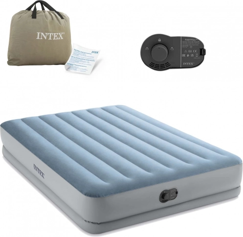 Saltea gonflabilă dublă INTEX 203 × 152 × 36 cm cu pompă electrică încorporată