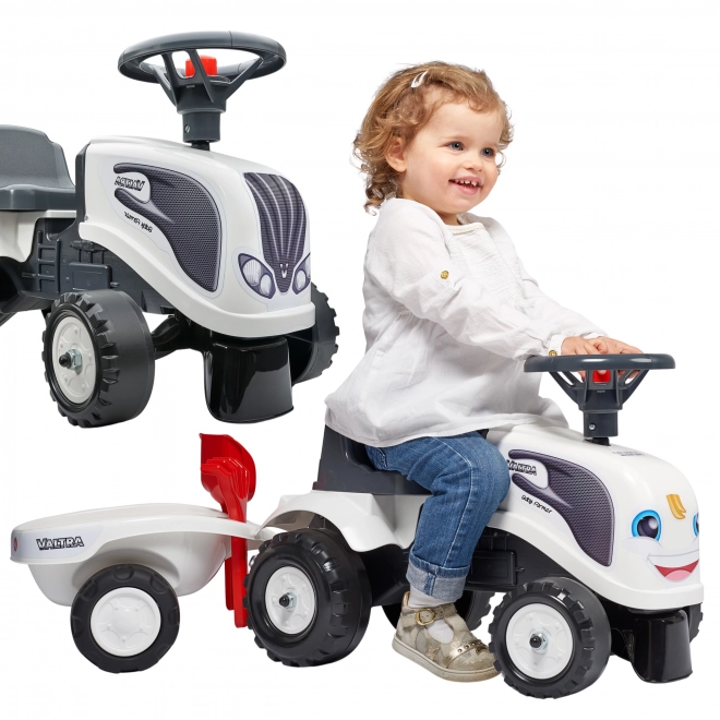 Tractoraș Baby Valtra Alb cu Remorcă și Accesorii de la Falk