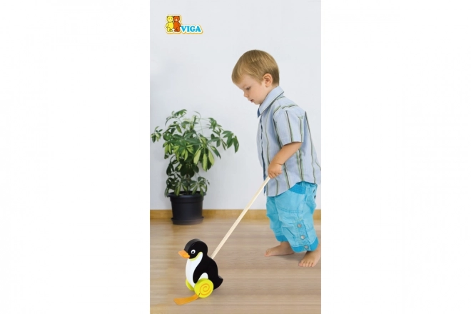 Pinguin împingător din lemn Viga Toys