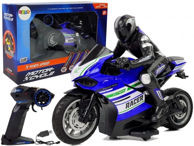 Motocicleta sport telecomandată albastră