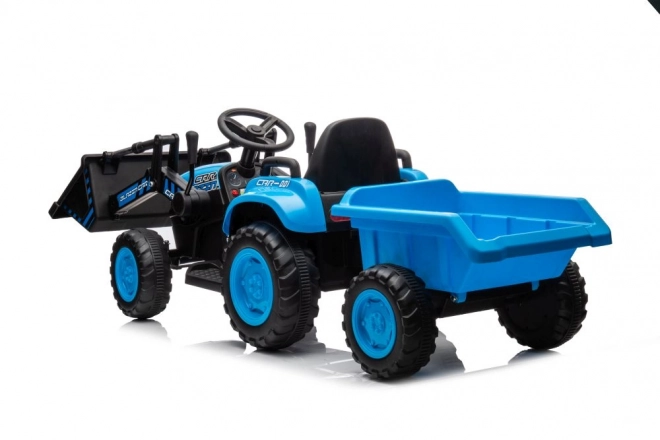 Tractor electric pentru copii cu cupă albastră